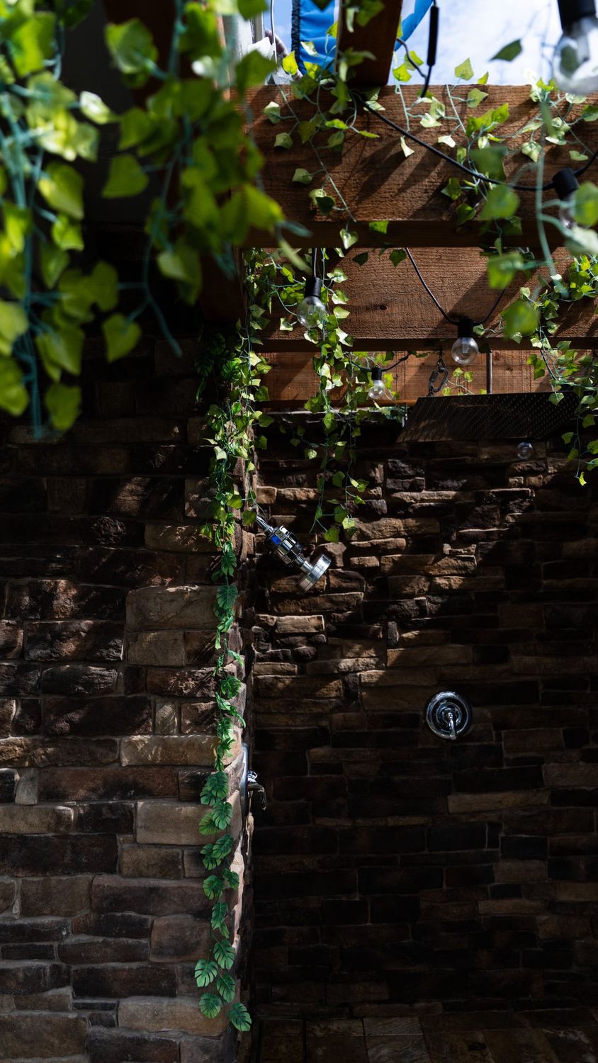 Outdoor stone rain shower