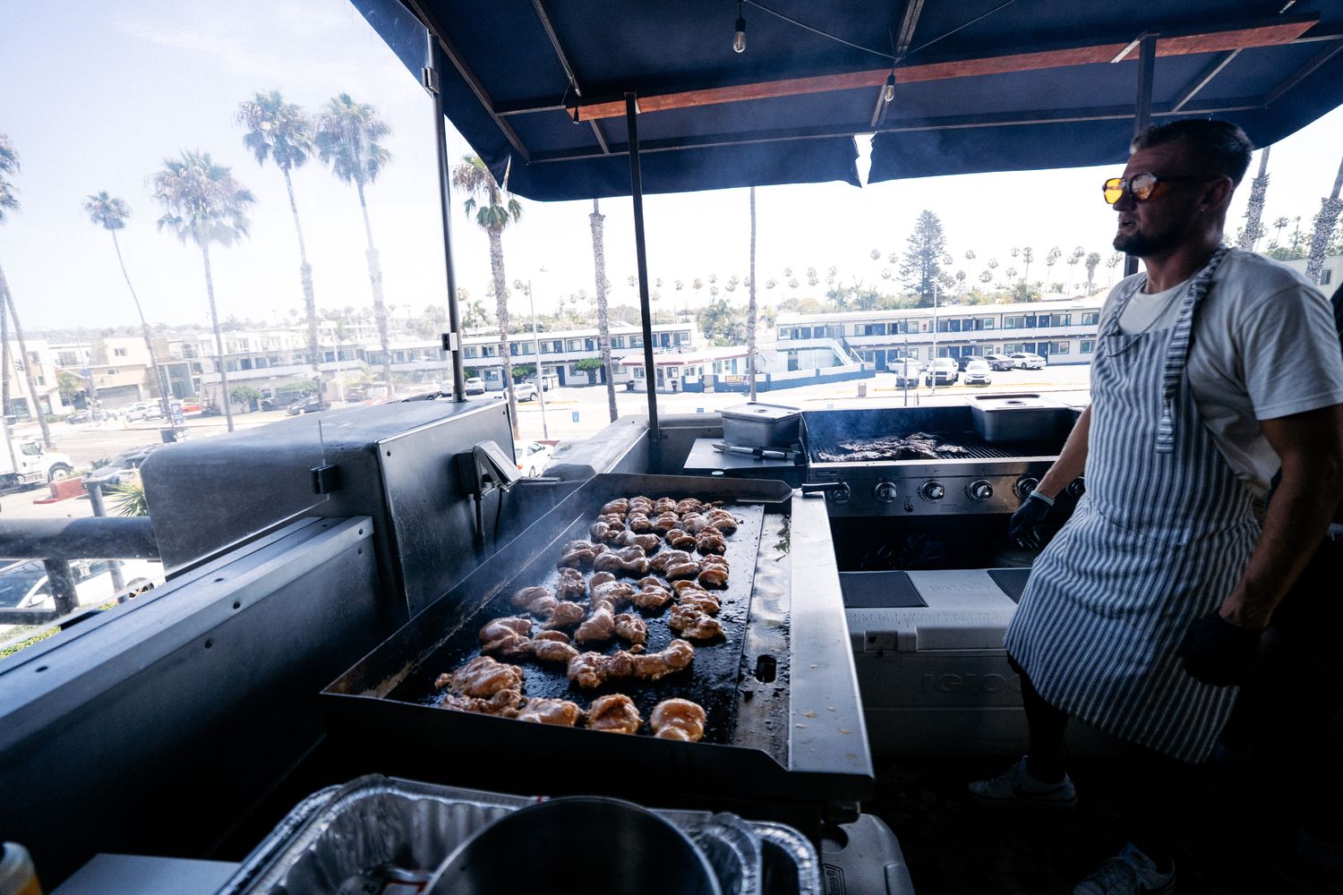 Rooftop BBQ with ocean views